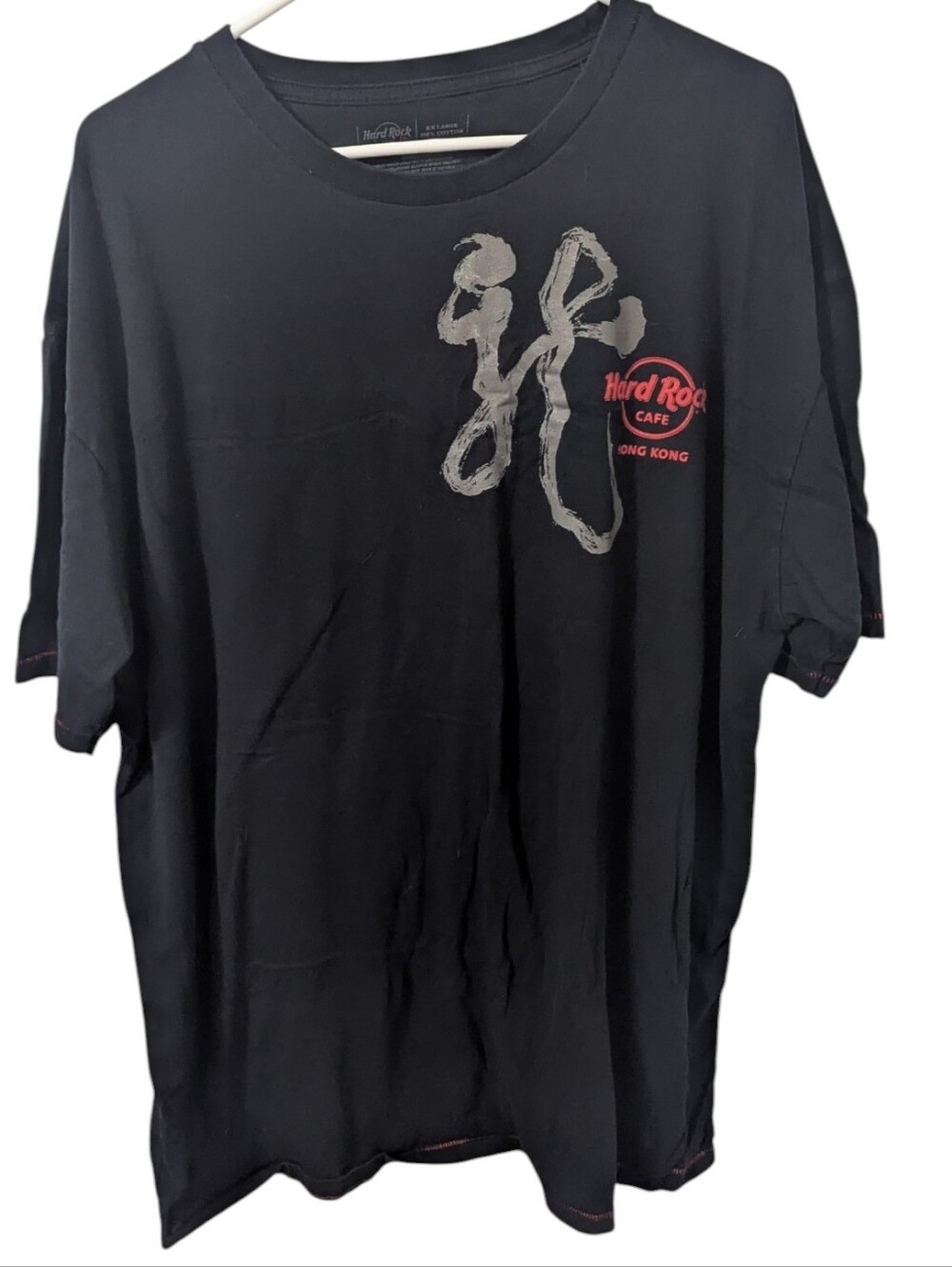 Hard Rock Cafe Black Hong Kong with Red Dragon Logo Tee